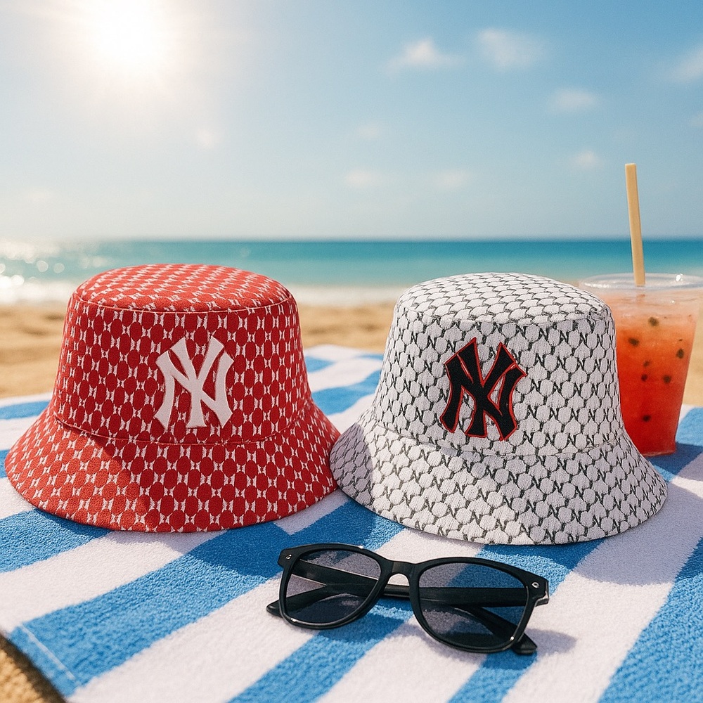 Reversible NY‎ Bucket Hat BUNDLE Unisex One Size | Red + White Summer Essential